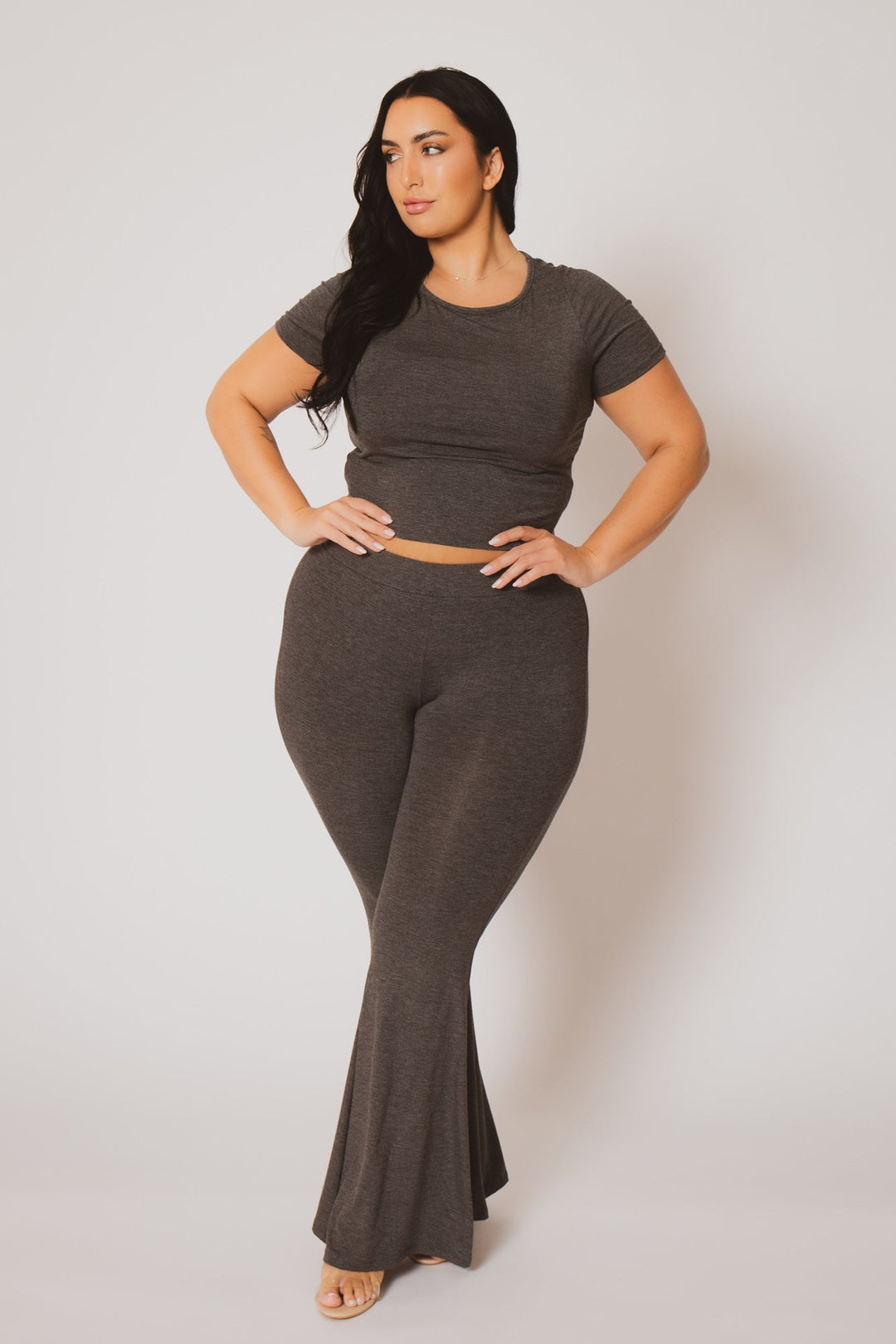 Curvy Sense Matching Sets Plus Size Alora Matching Set -  Charcoal
