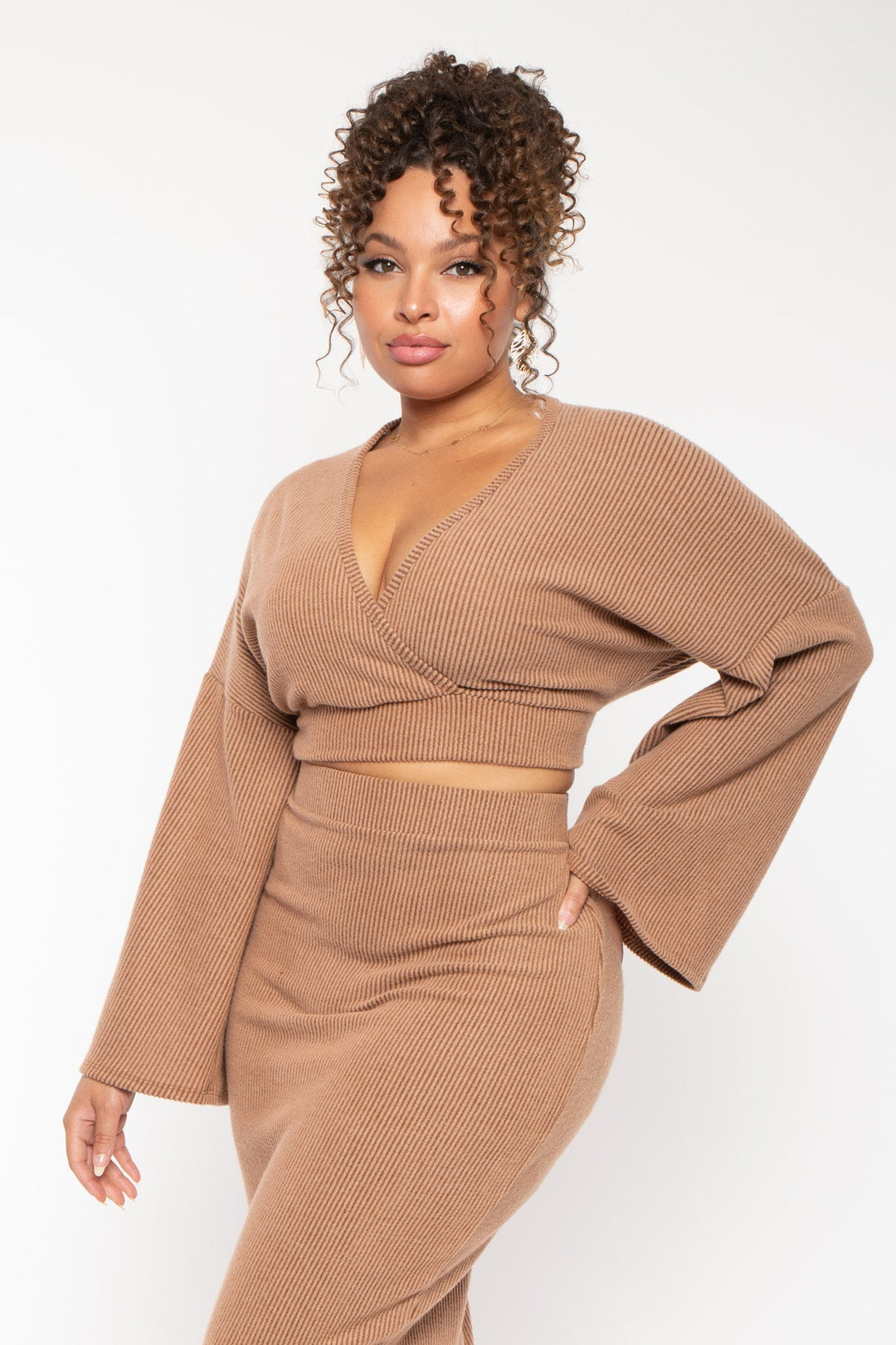 Curvy Sense Matching Sets Plus Size Ariane 2Pc Matching Set- Khaki