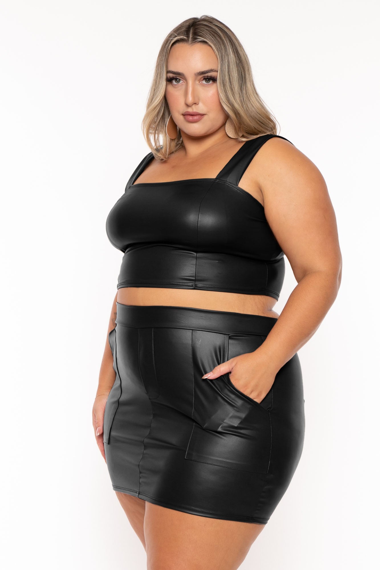 Leather halter tops hot sale plus size