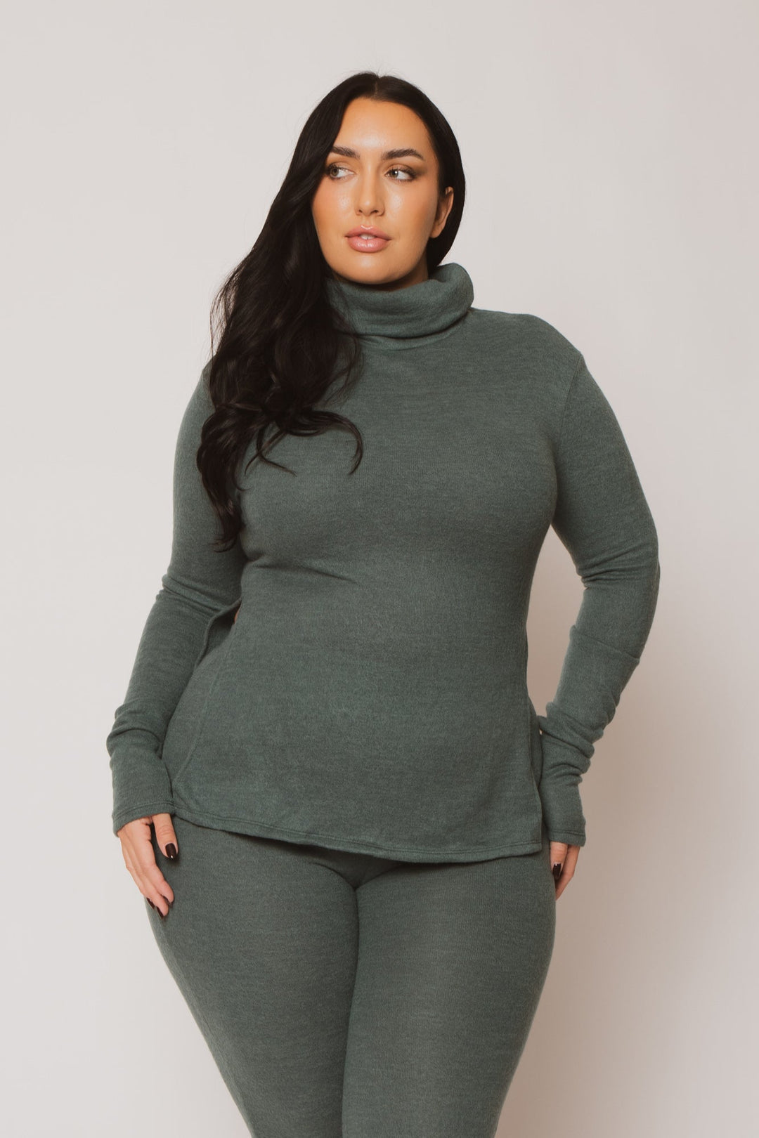 Gibiu Matching Sets Plus Size Avery Cozy Turtleneck Set - Green