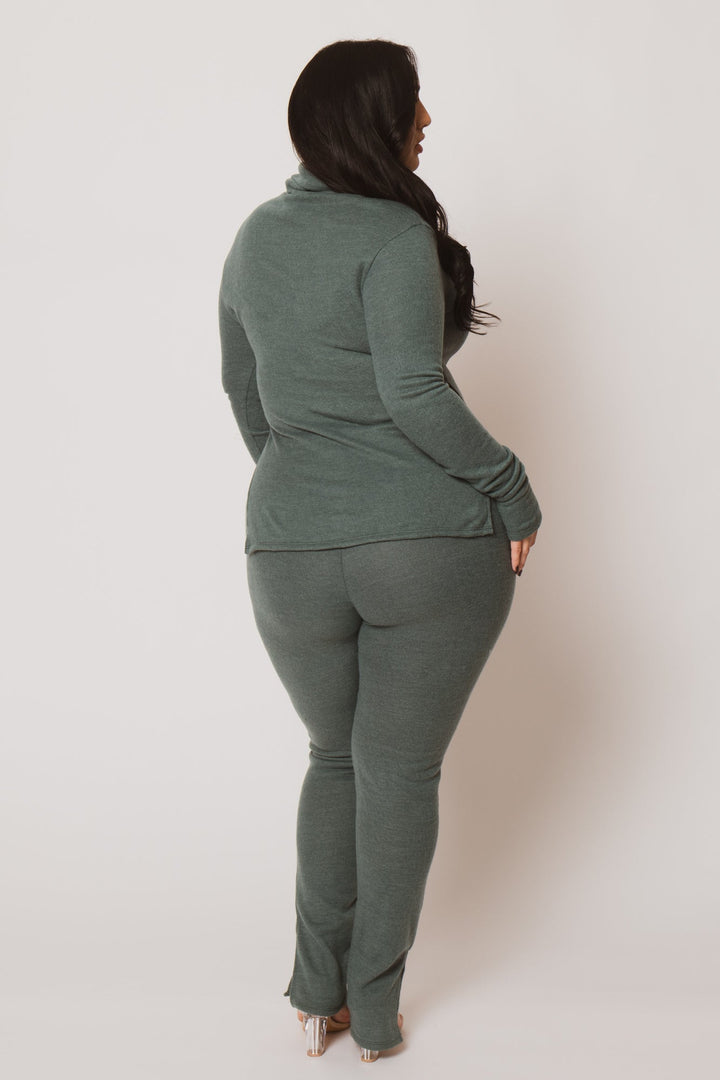 Gibiu Matching Sets Plus Size Avery Cozy Turtleneck Set - Green