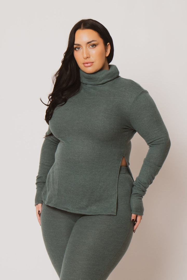 Gibiu Matching Sets Plus Size Avery Cozy Turtleneck Set - Green
