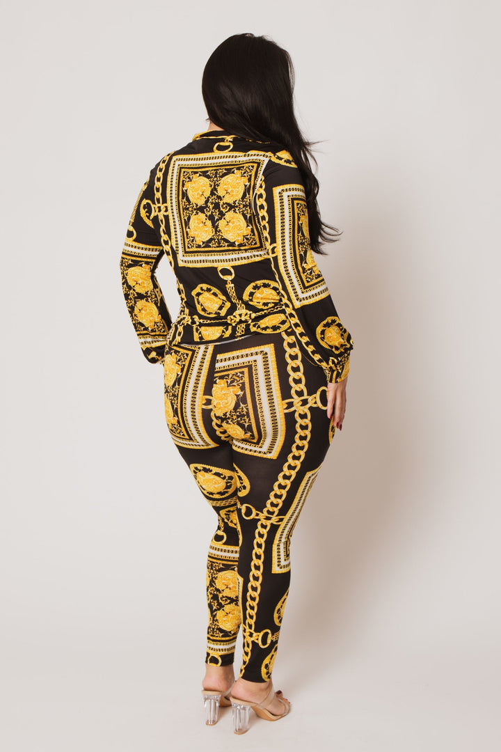 Gibiu Matching Sets Plus Size Bianca Baroque  2Pc Set - Gold