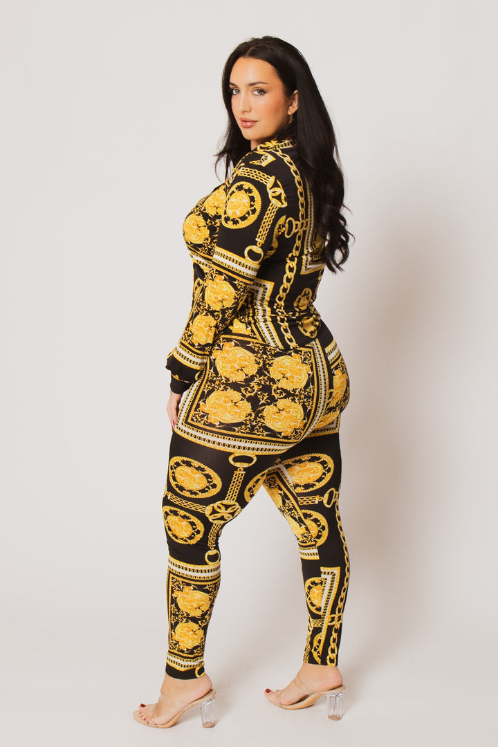 Gibiu Matching Sets Plus Size Bianca Baroque  2Pc Set - Gold