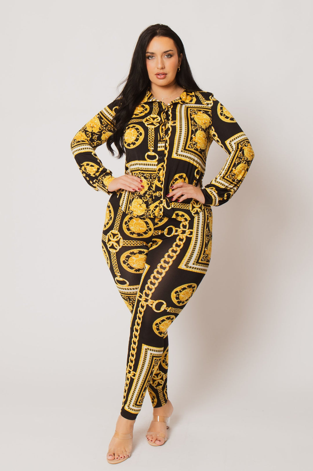 Gibiu Matching Sets Plus Size Bianca Baroque  2Pc Set - Gold
