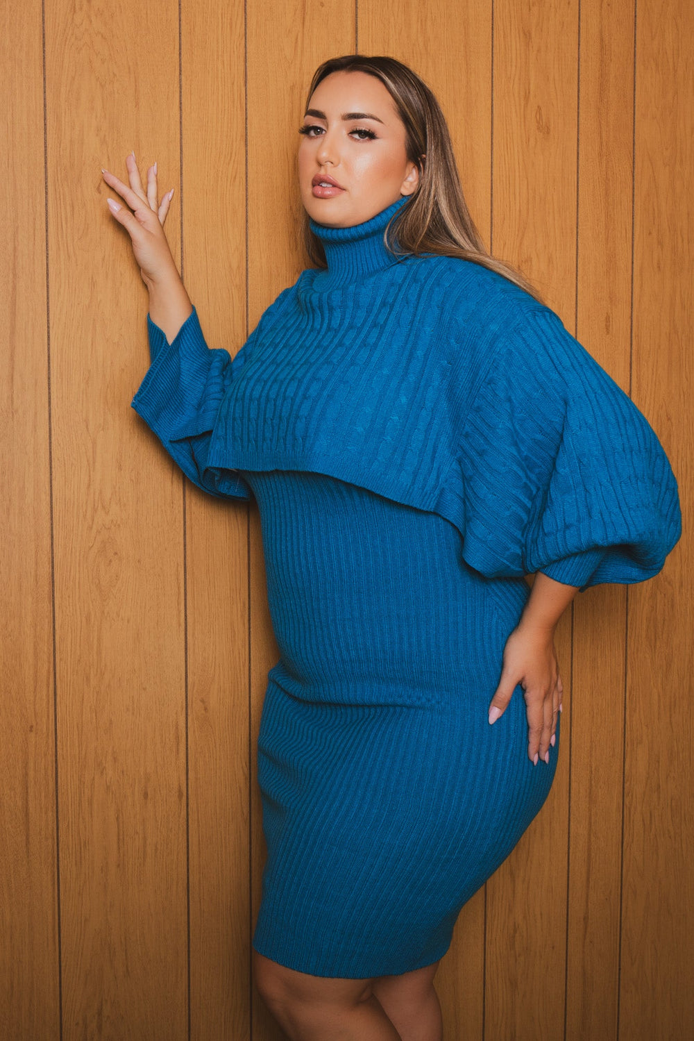 sweaterland Matching Sets Plus Size Chianne  Sweater Matching Set - Turquoise