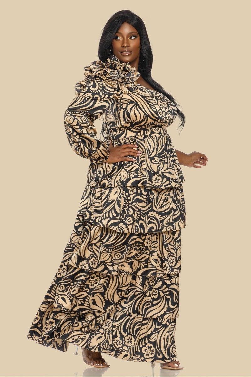 plus size ruffle maxi dress Plus Size - Tiered Ruffle Maxi Dress