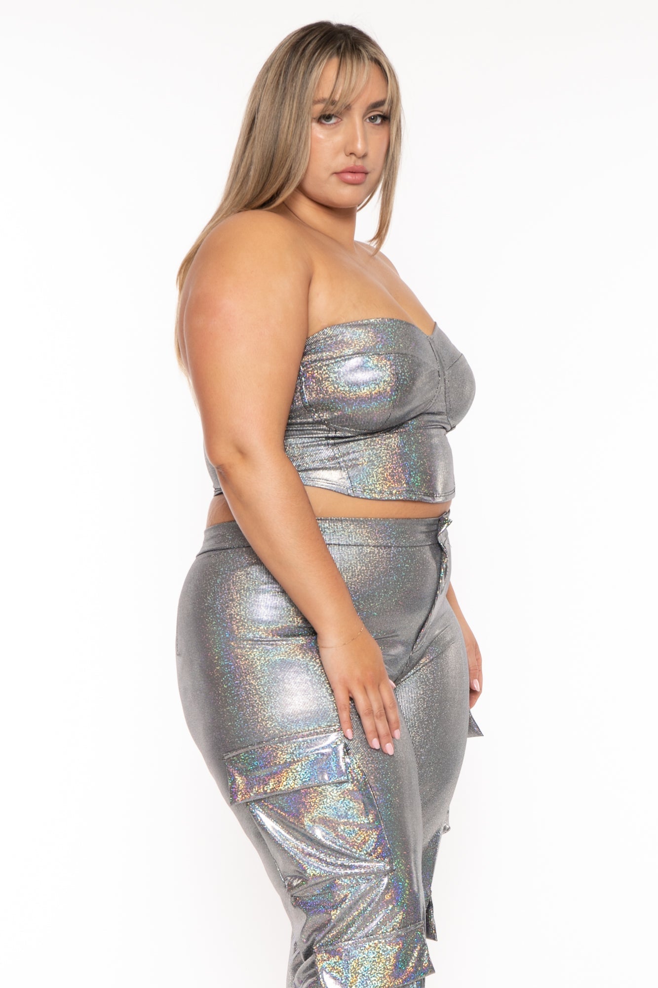 Plus size 2025 silver metallic leggings