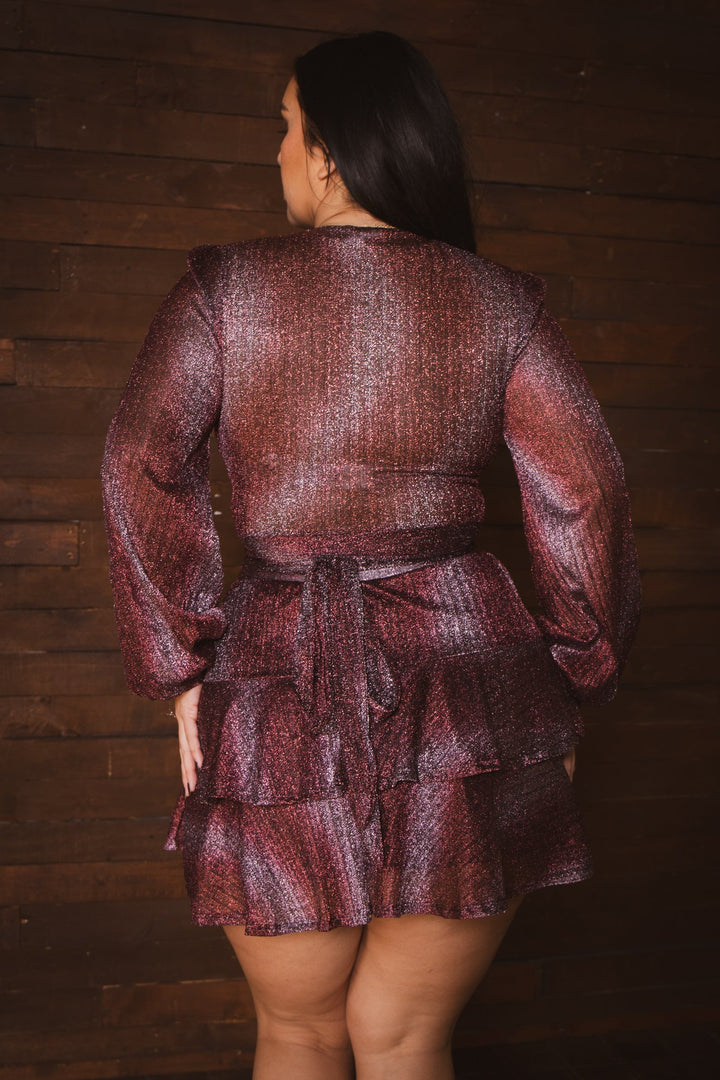 Gibiu Matching Sets Plus Size Devaney Metallic  2pc Set -Burgundy