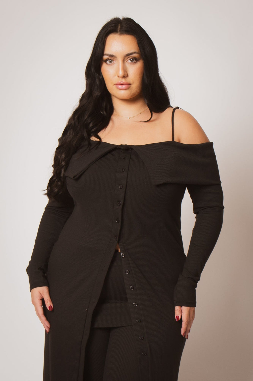K TOO Matching Sets Plus Size Evening Ease Ensemble - Black