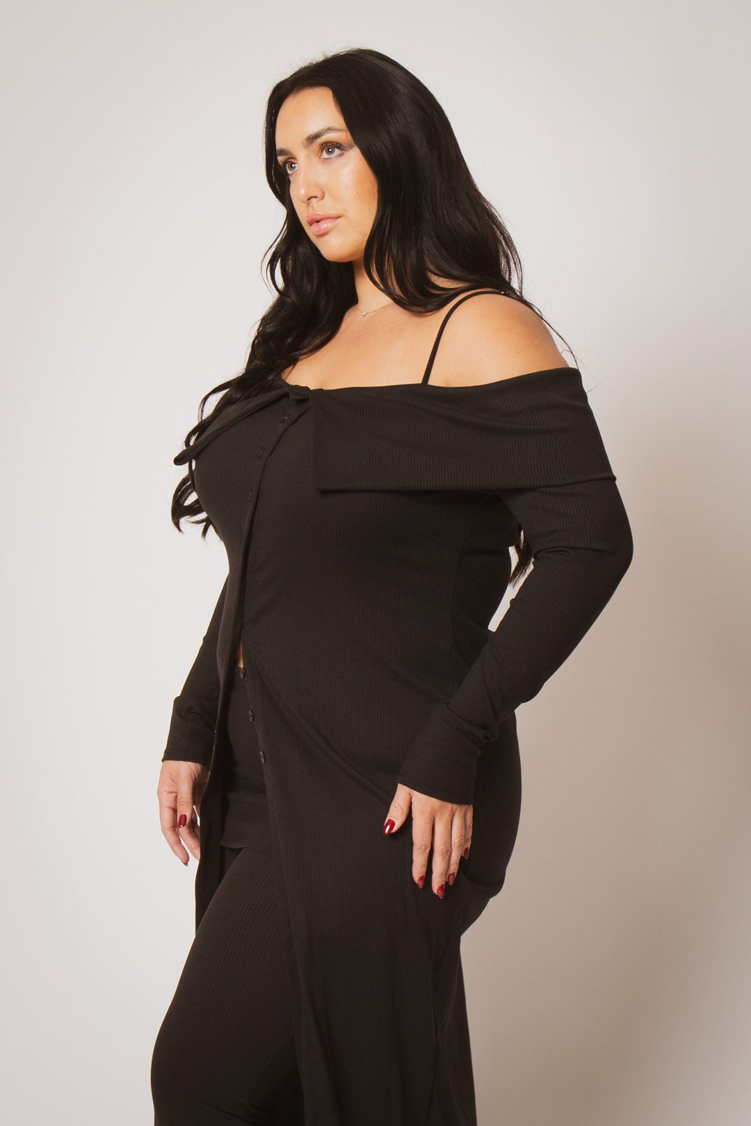 K TOO Matching Sets Plus Size Evening Ease Ensemble - Black