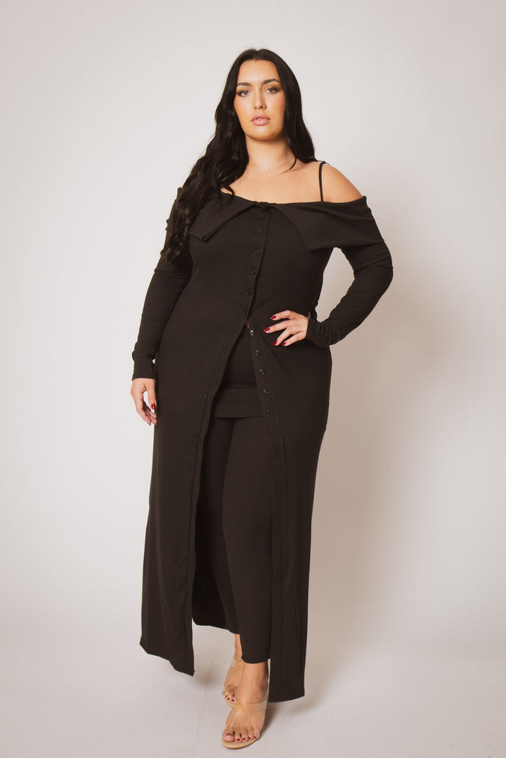 K TOO Matching Sets Plus Size Evening Ease Ensemble - Black
