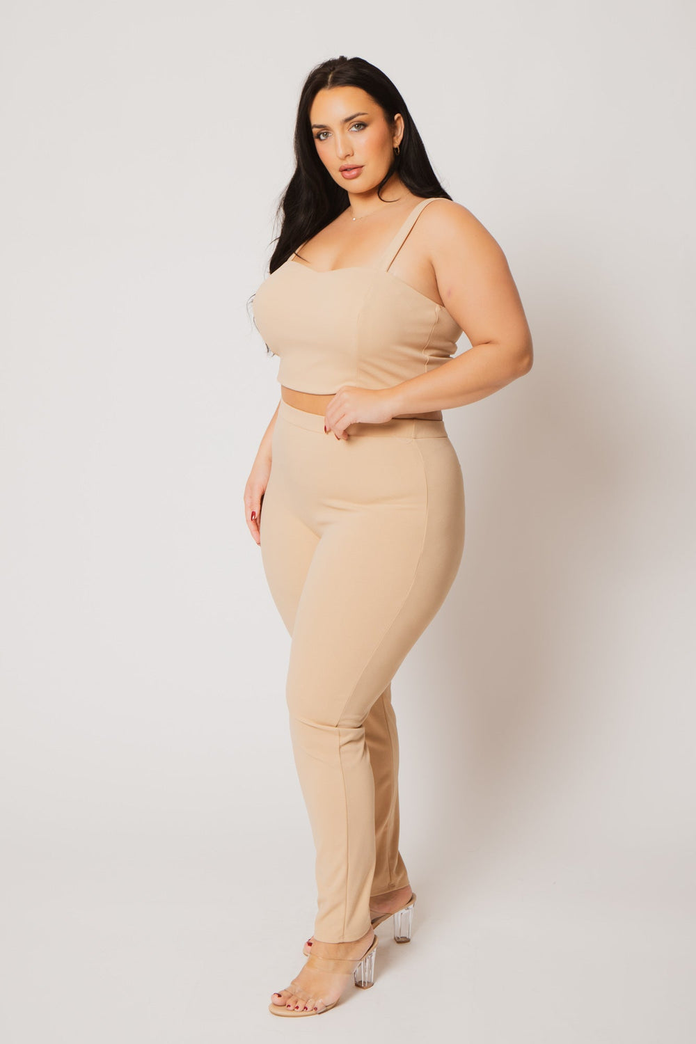 Gibiu Matching Sets Plus Size Graceful Power 3Pc Set - Khaki