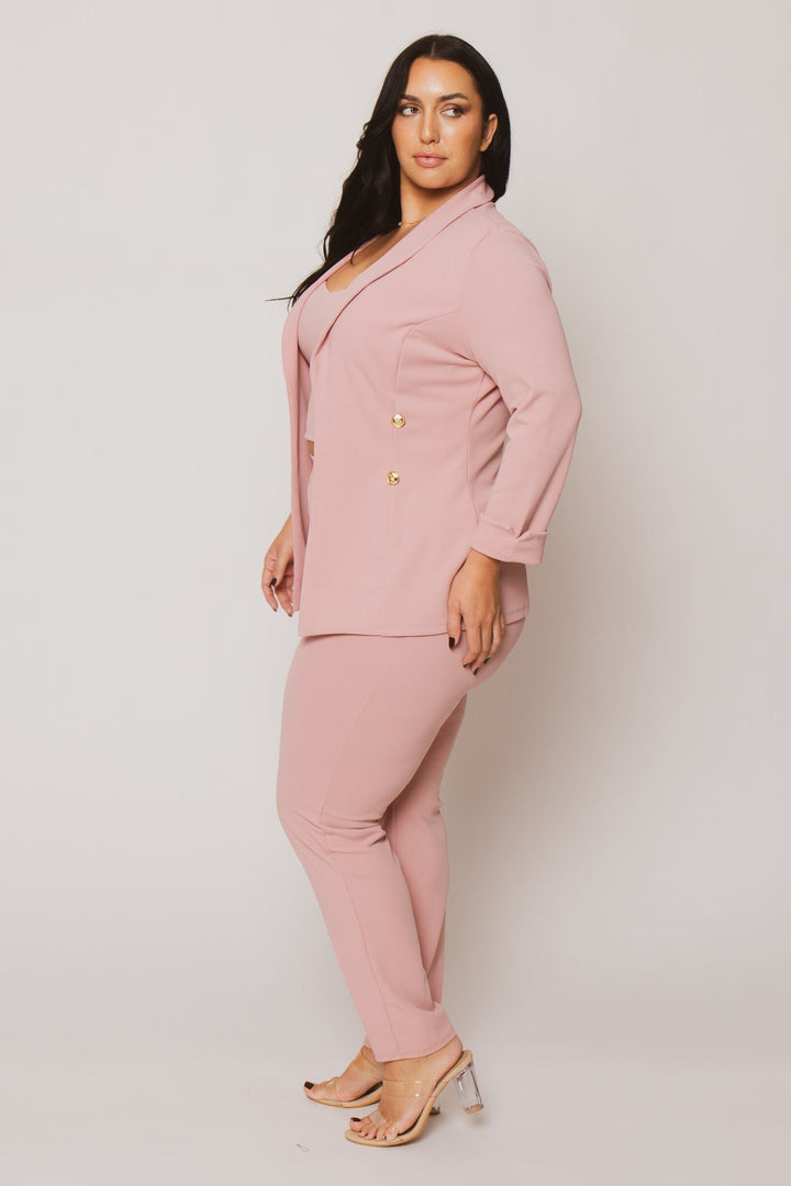 Gibiu Matching Sets Plus Size Graceful Power 3Pc Set - Pink