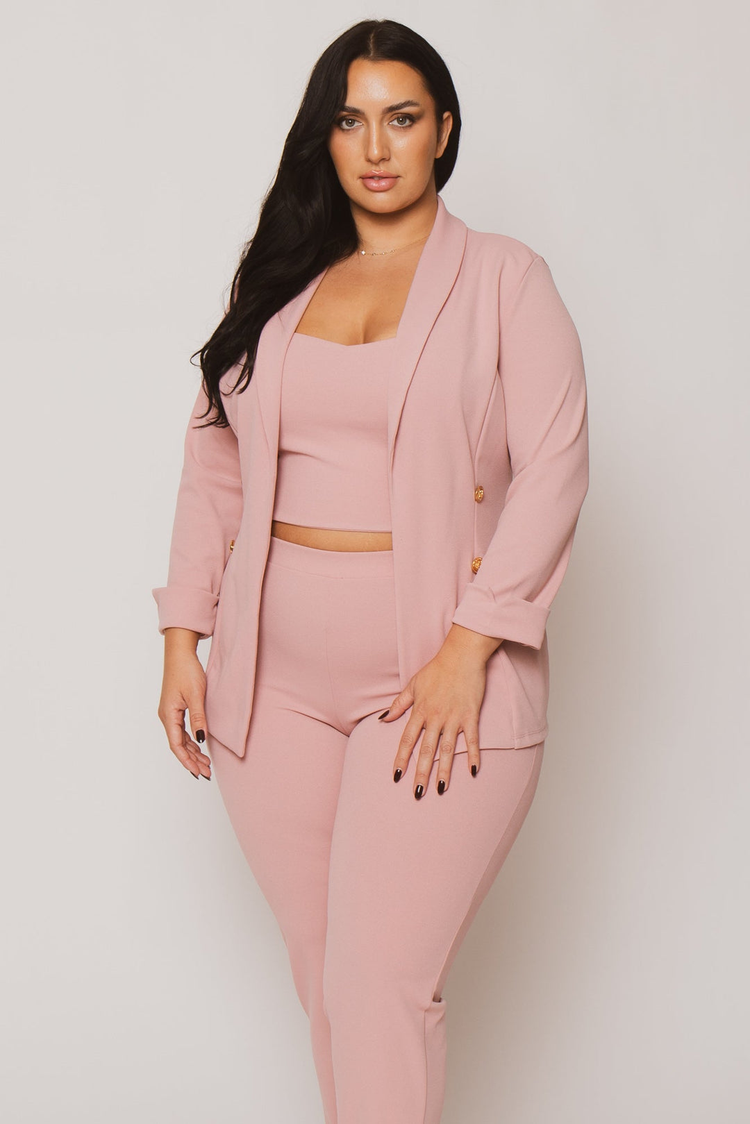 Gibiu Matching Sets Plus Size Graceful Power 3Pc Set - Pink