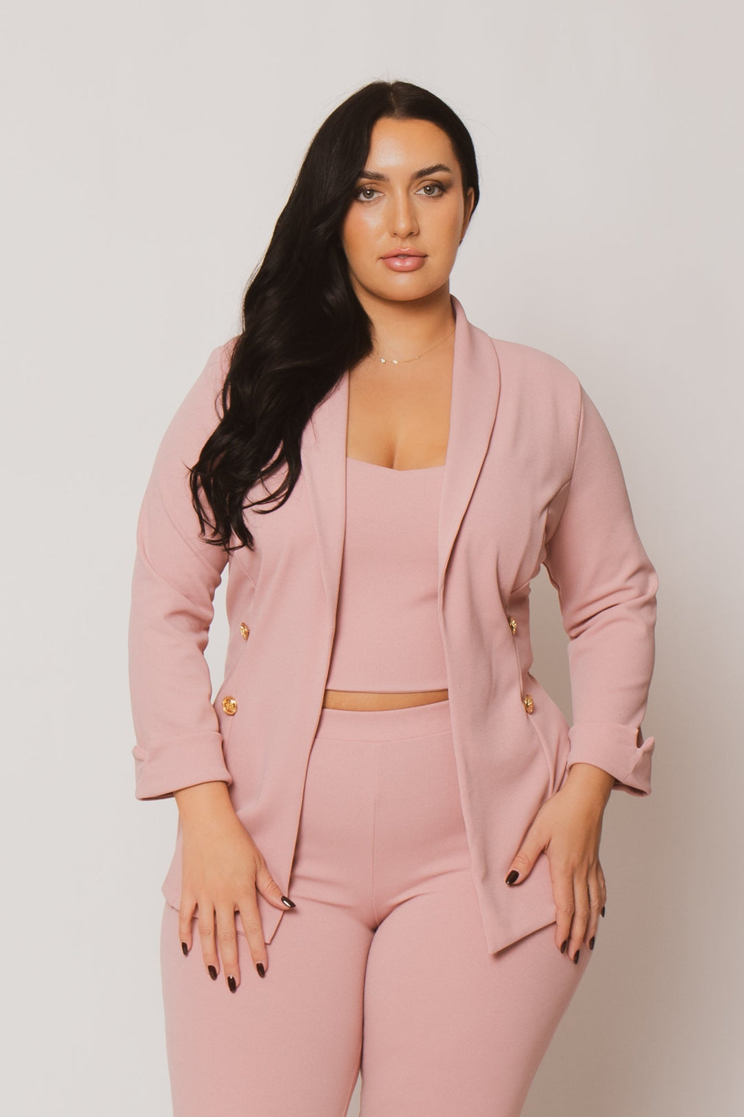 Gibiu Matching Sets Plus Size Graceful Power 3Pc Set - Pink