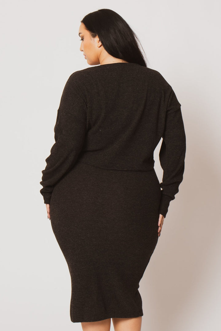 Gibiu Matching Sets Plus Size Harper Knit Skirt Set - Charcoal