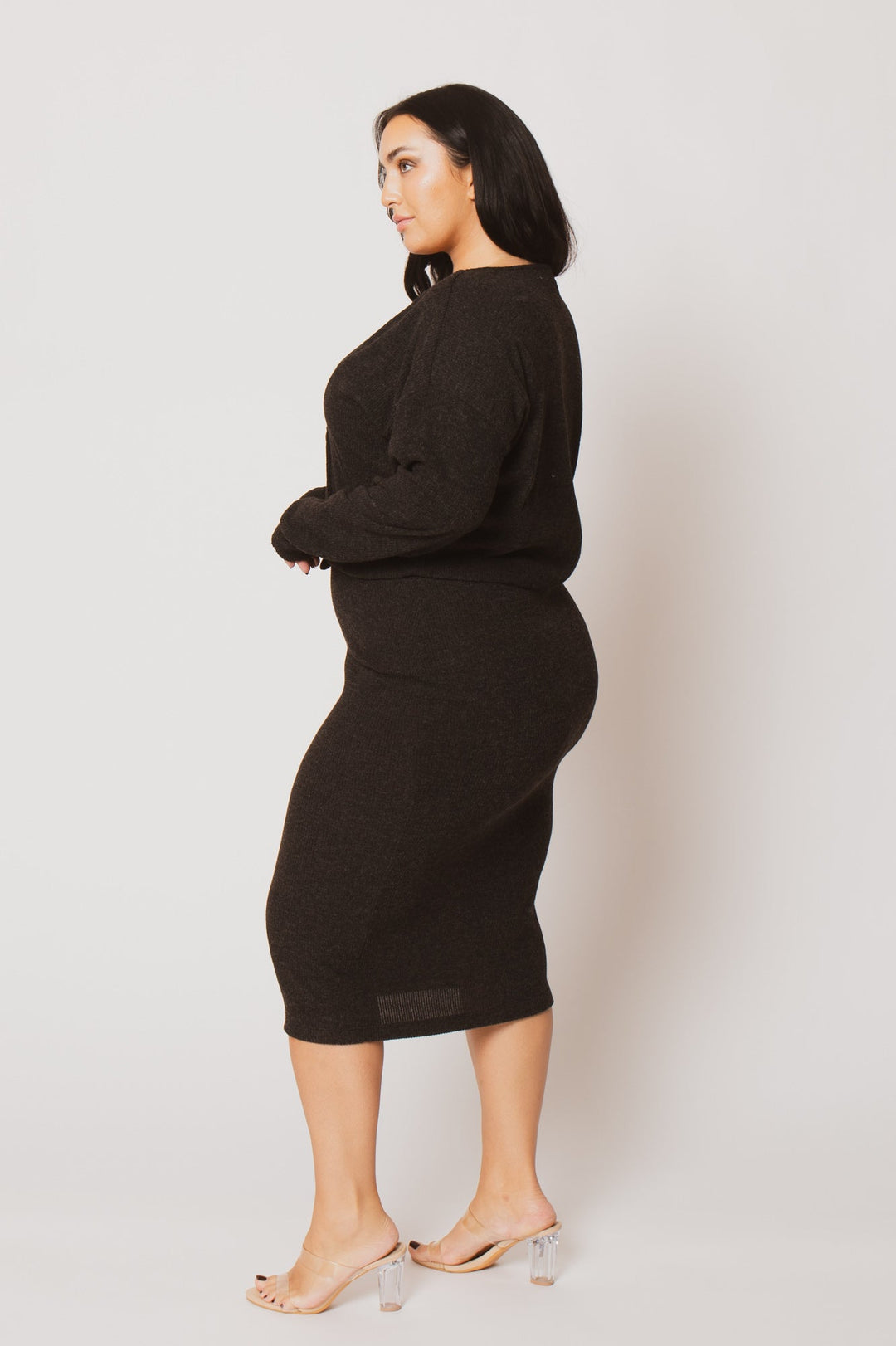 Gibiu Matching Sets Plus Size Harper Knit Skirt Set - Charcoal