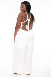 THE SANG COMPANY Matching Sets Plus Size Jerilyn Crochet Top Jumpsuit- White
