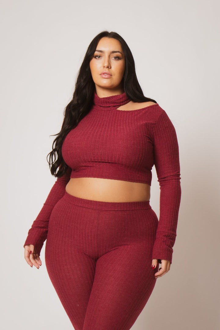 Gibiu Matching Sets Plus Size Kallie 2PC Set - Burgundy