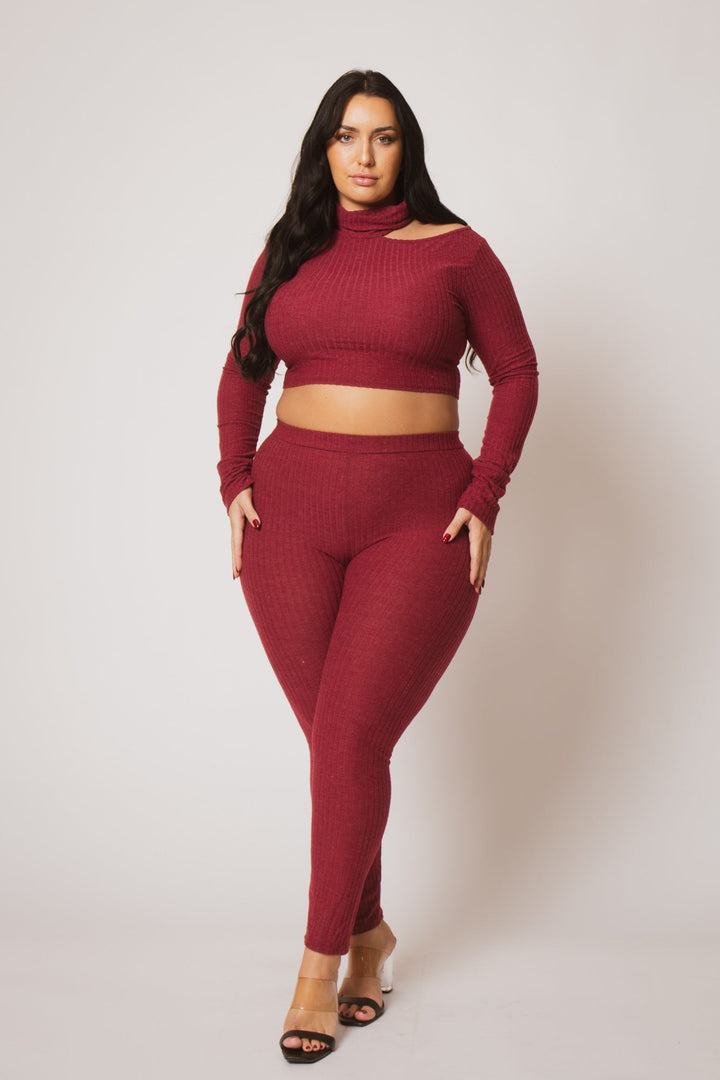 Gibiu Matching Sets Plus Size Kallie 2PC Set - Burgundy