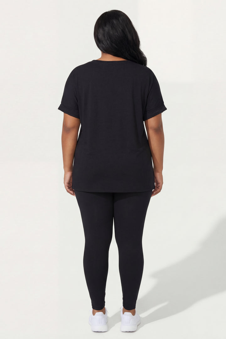 ZENANA Matching Sets Plus Size Lexa Tee And Legging Pant  Set - Black