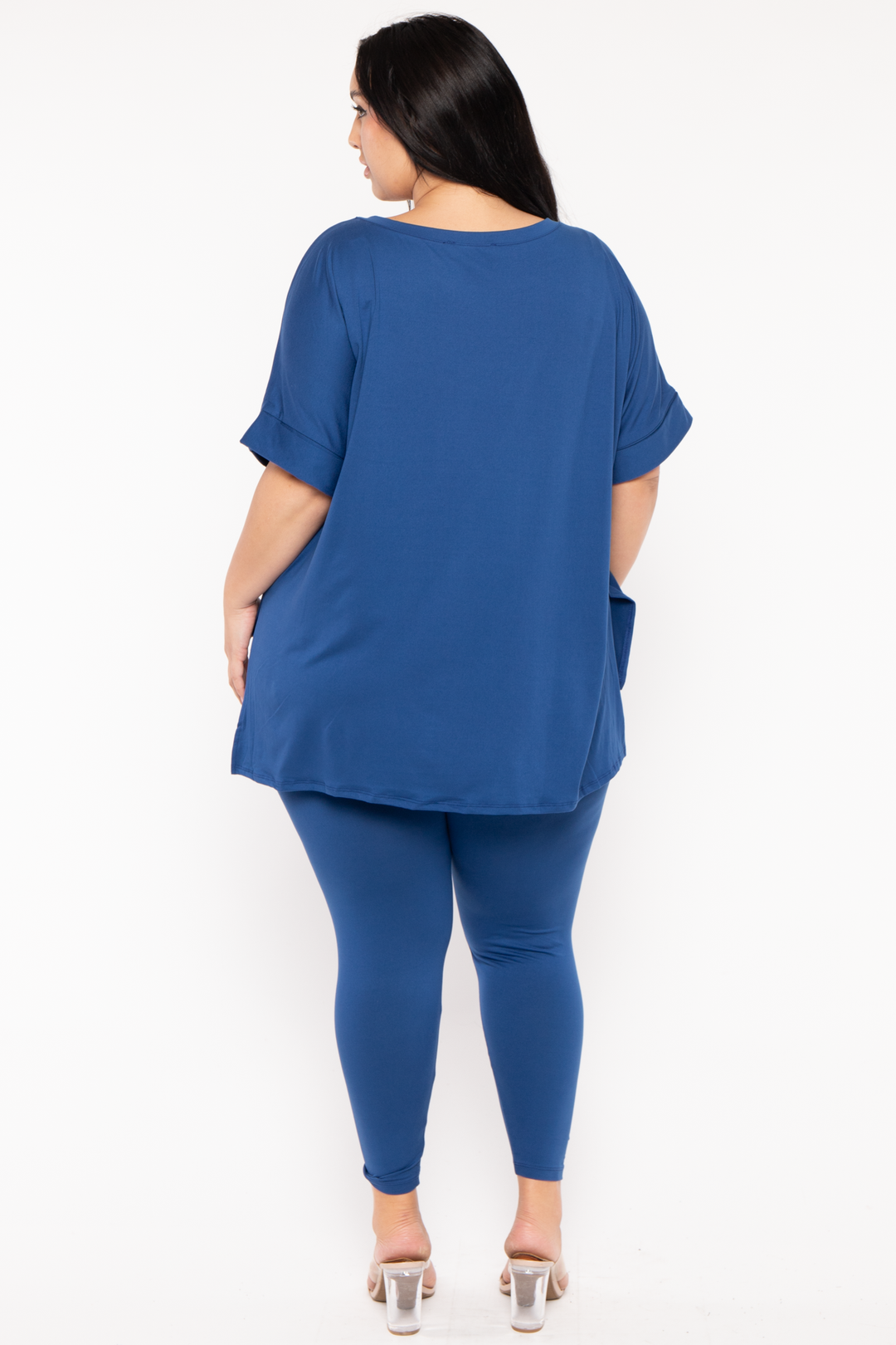 ZENANA Matching Sets Plus Size Lexa Tee And Legging Pant  Set - Blue