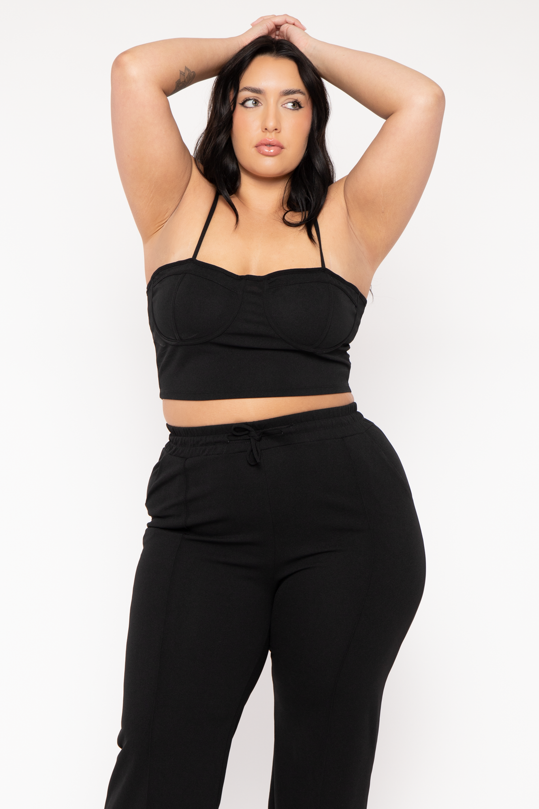 Capella Matching Sets Plus Size Lirael Bustier & Pant  Set- Black