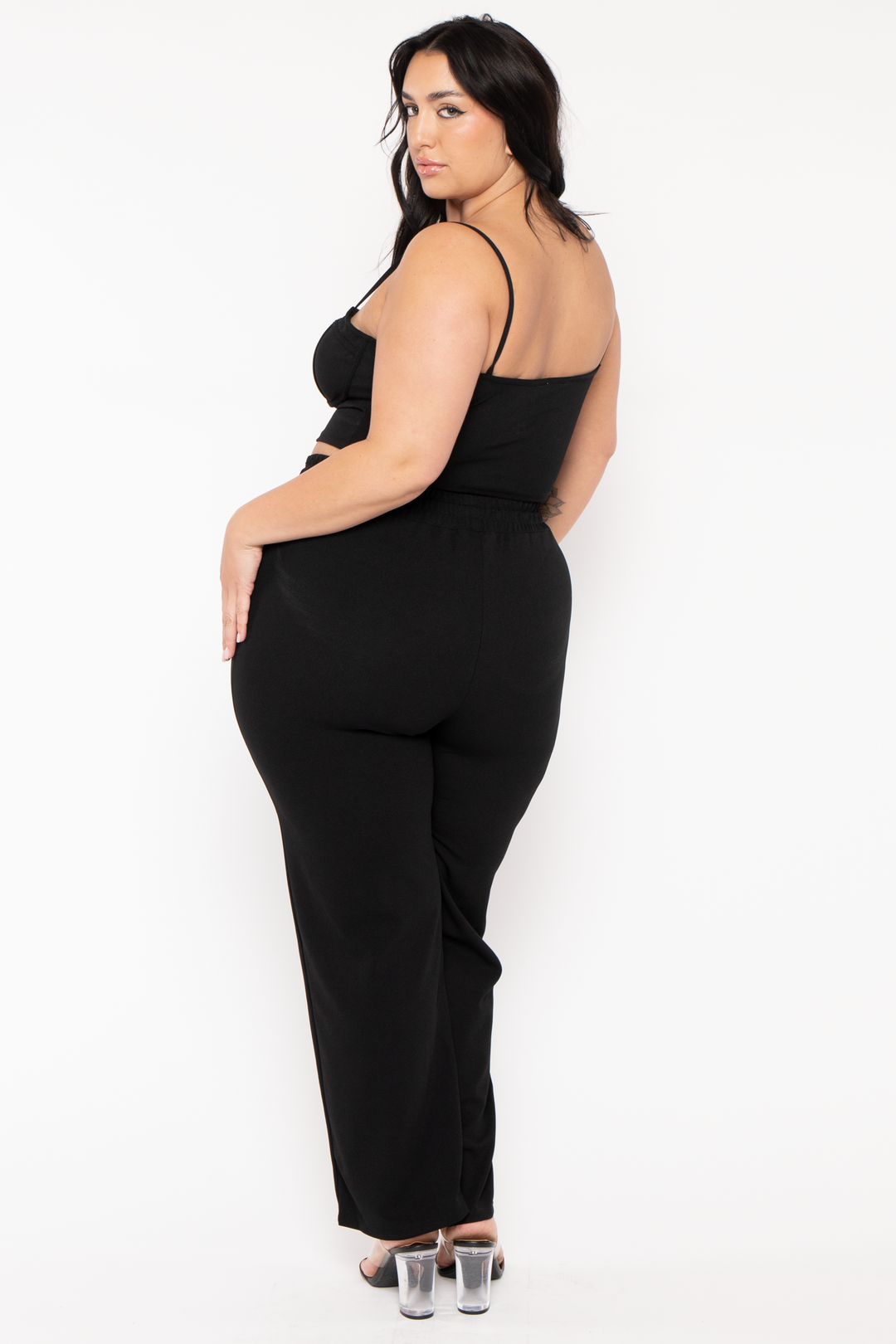 Capella Matching Sets Plus Size Lirael Bustier & Pant  Set- Black