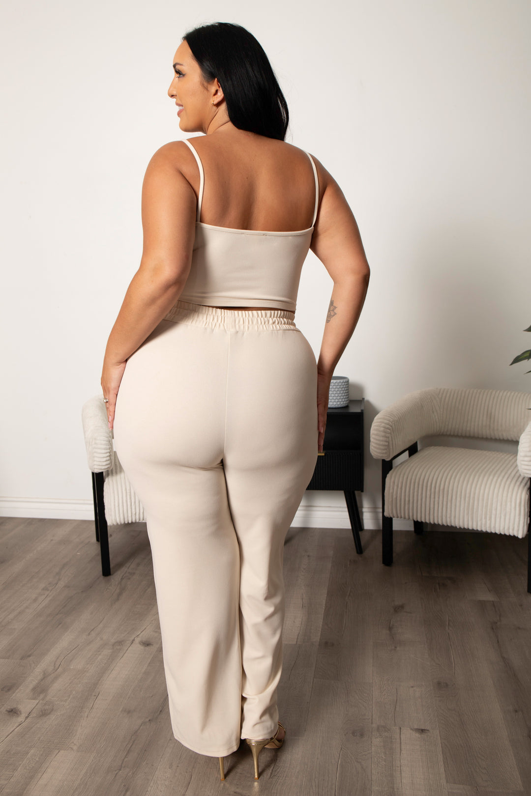 Capella Matching Sets Plus Size Lirael Bustier & Pant  Set- Tan