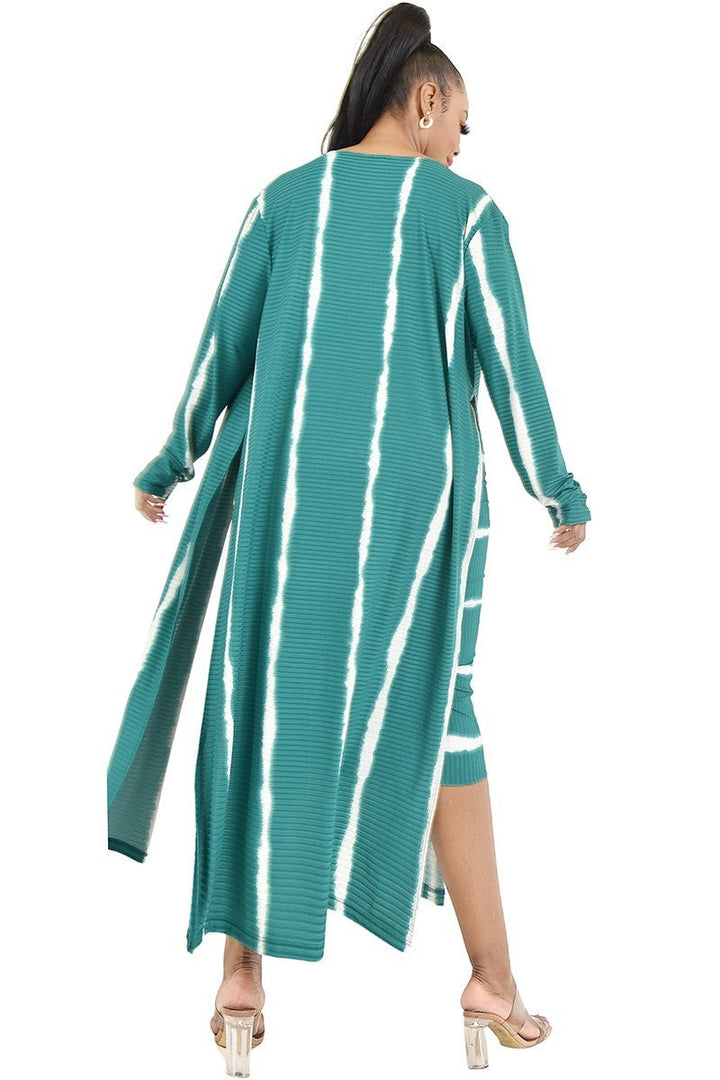 Gibiu Matching Sets Plus Size Lizah Tube Dress & Cardigan Set  - Green