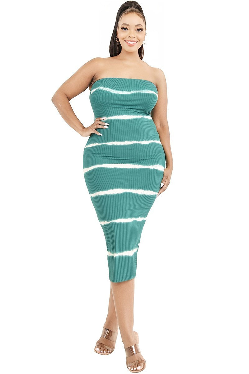 Gibiu Matching Sets Plus Size Lizah Tube Dress & Cardigan Set  - Green