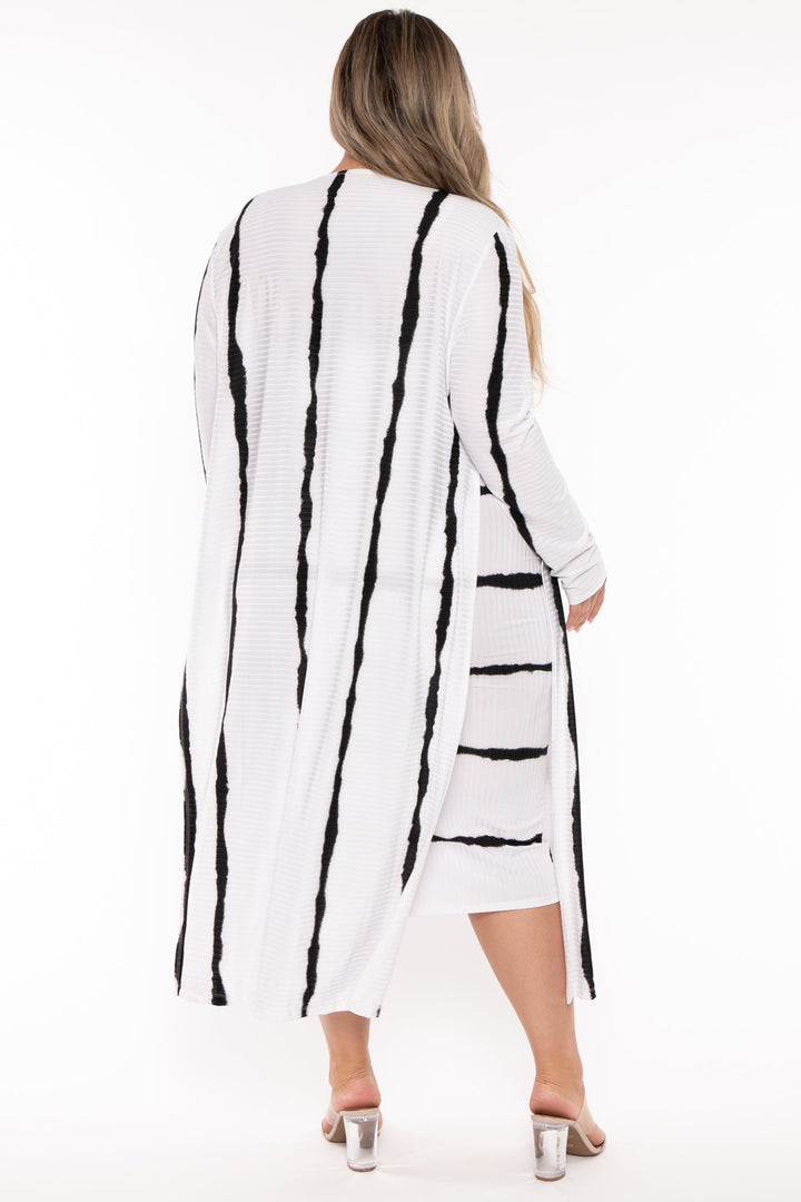 Gibiu Matching Sets Plus Size Lizah Tube Dress & Cardigan Set  - White