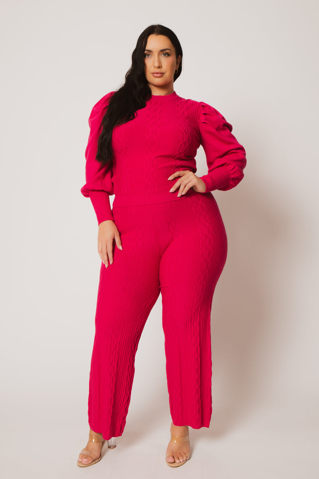 Fancy Fashion Matching Sets Plus Size Marlow Cozy 2PC Set - Fuchsia
