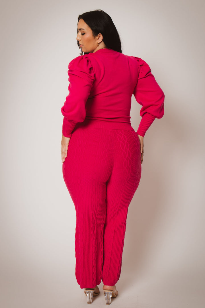 Fancy Fashion Matching Sets Plus Size Marlow Cozy 2PC Set - Fuchsia