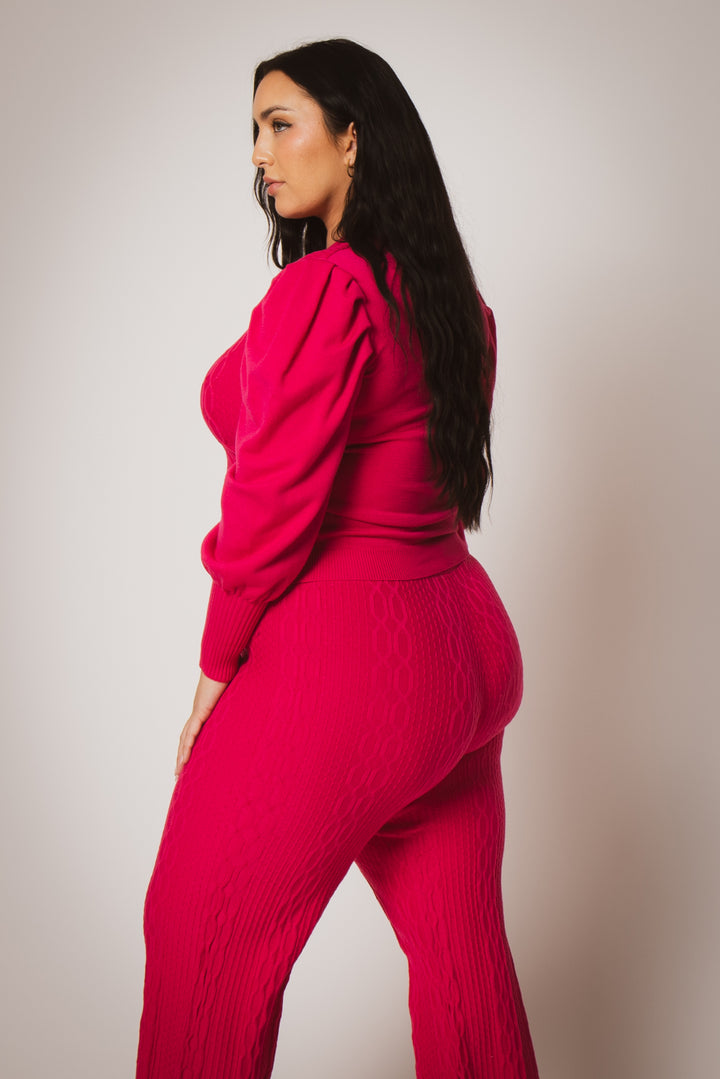 Fancy Fashion Matching Sets Plus Size Marlow Cozy 2PC Set - Fuchsia