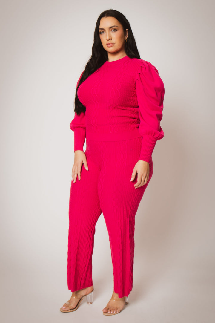 Fancy Fashion Matching Sets Plus Size Marlow Cozy 2PC Set - Fuchsia