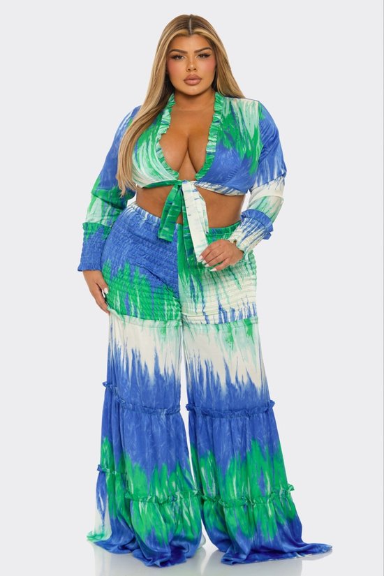 Banjul Matching Sets Plus Size Olivia 2 piece Pant Set -Green