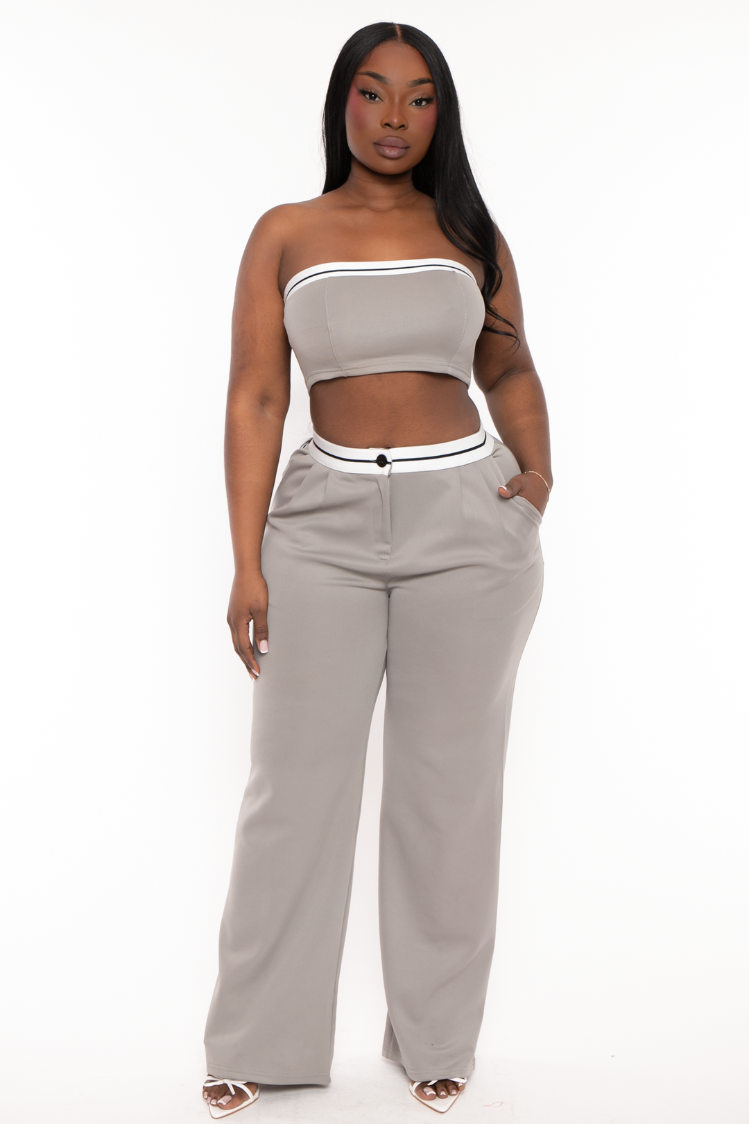 CHICCTHY TOP Matching Sets 1X / Grey Plus Size Parisa Sporty  Matching Set-Grey