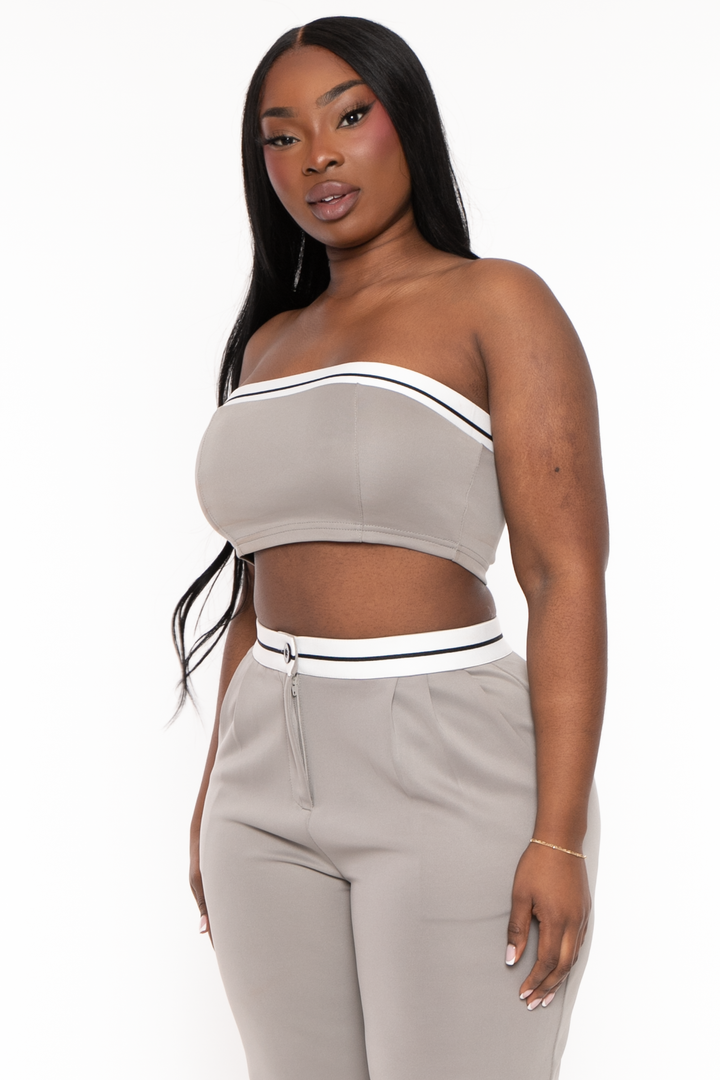 CHICCTHY TOP Matching Sets Plus Size Parisa Sporty  Matching Set-Grey