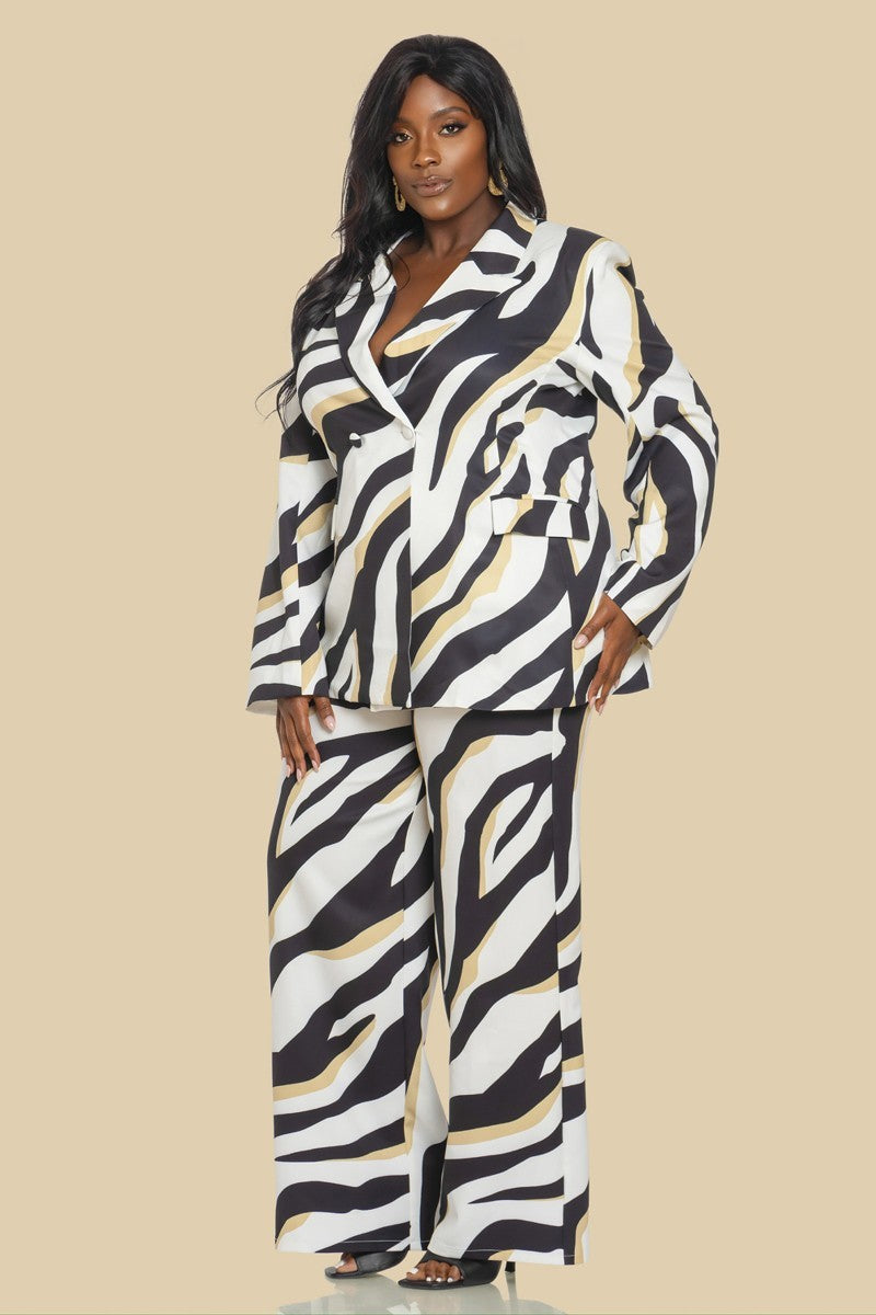 The Sang Company Matching Sets Plus Size Queen Instincts Blazer and pant Set- Multi