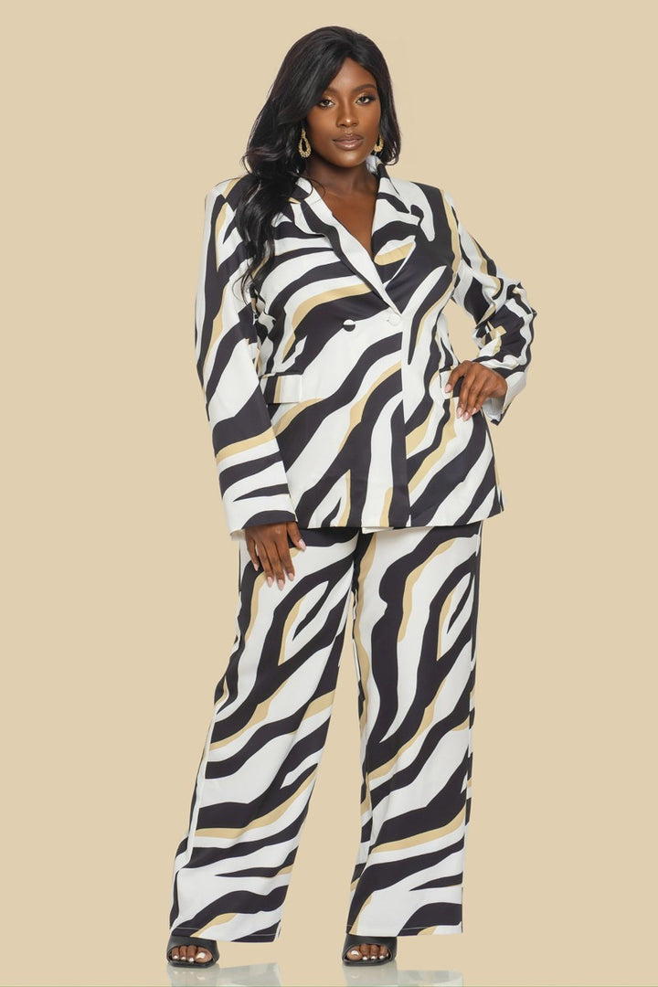 The Sang Company Matching Sets Plus Size Queen Instincts Blazer and pant Set- Multi