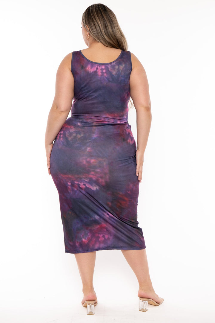 China Matching Sets Plus Size Tie Dye Top  and Skirt Set- Purple