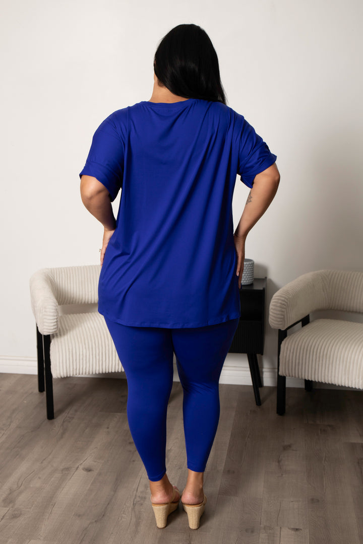ZENANA Matching Sets Plus Size Welkin Tee And Leggings Set - Blue