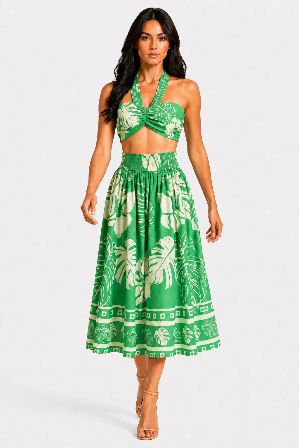 zah Matching Sets Tulum Tropics Top & Skirt Set - Green