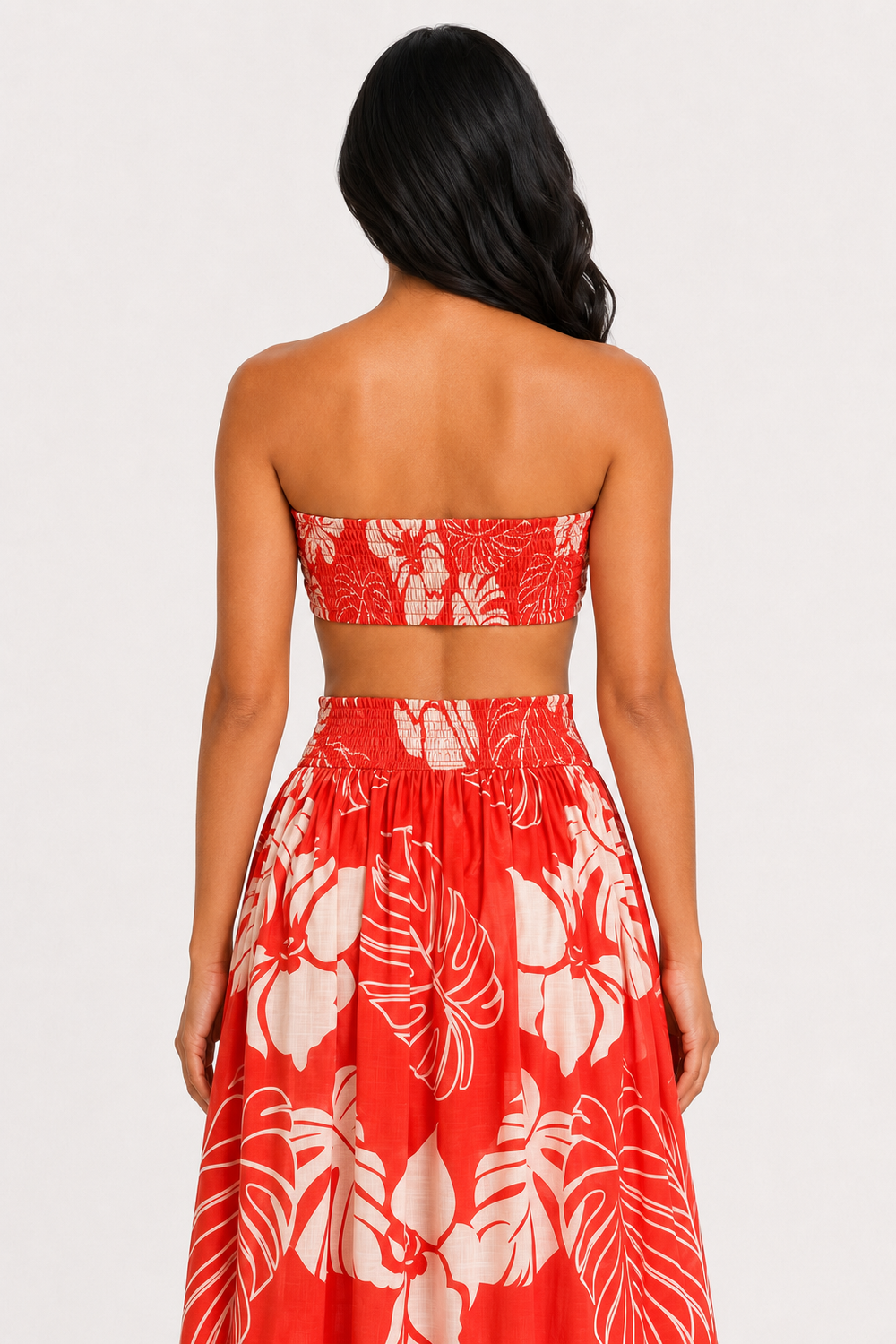 zah Matching Sets Tulum Tropics Top & Skirt Set - Tomato