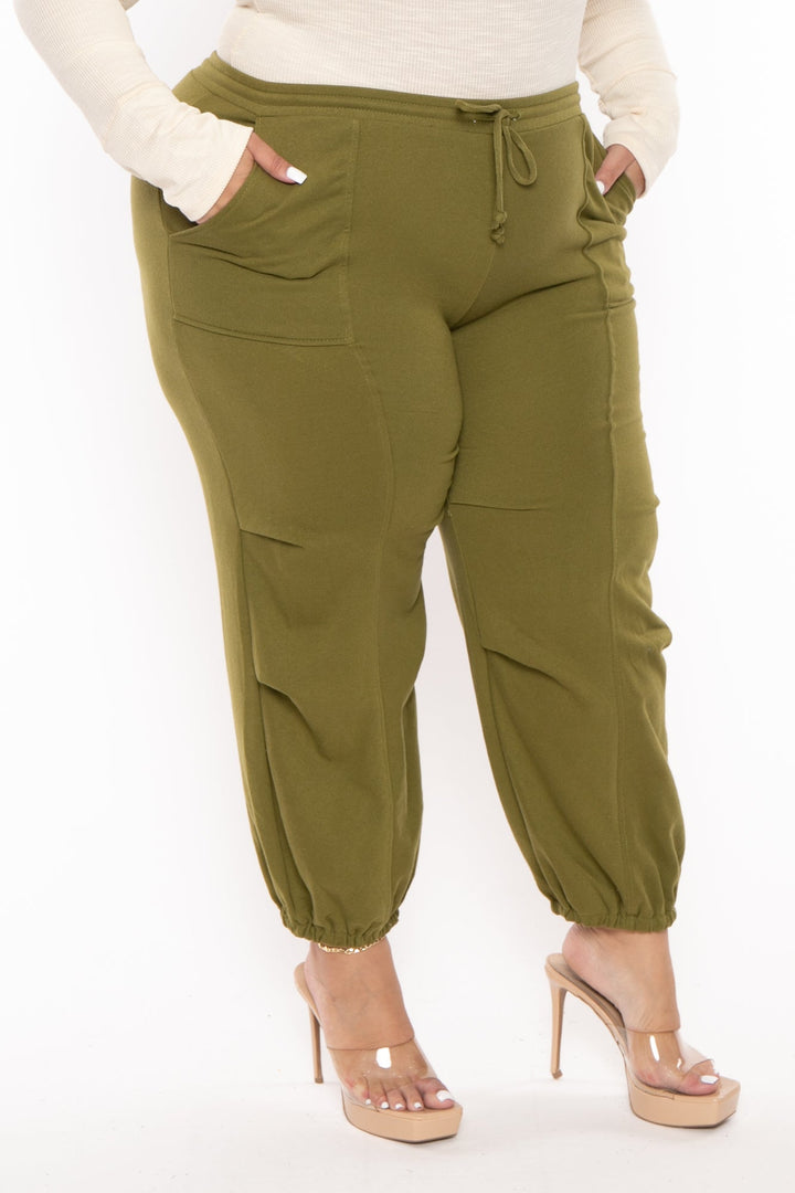 Jade By Jane Pants Plus Size Cargo Jogger Sweatpants - Green