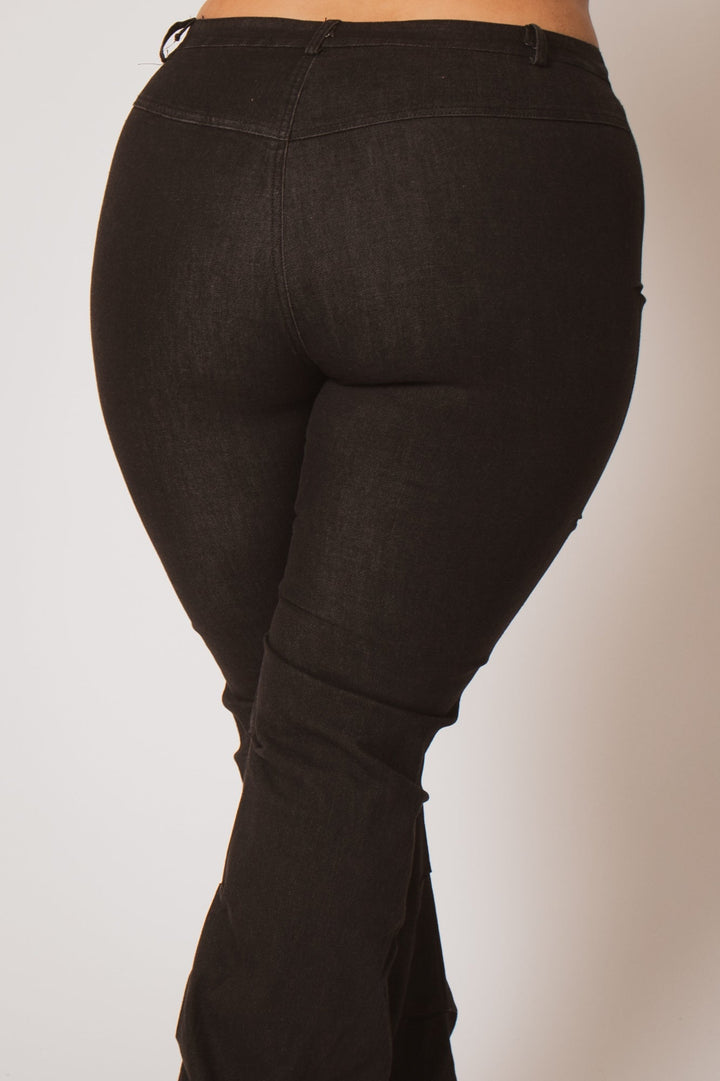 K TOO Pants Plus Size Contour Seam Jeans - Black