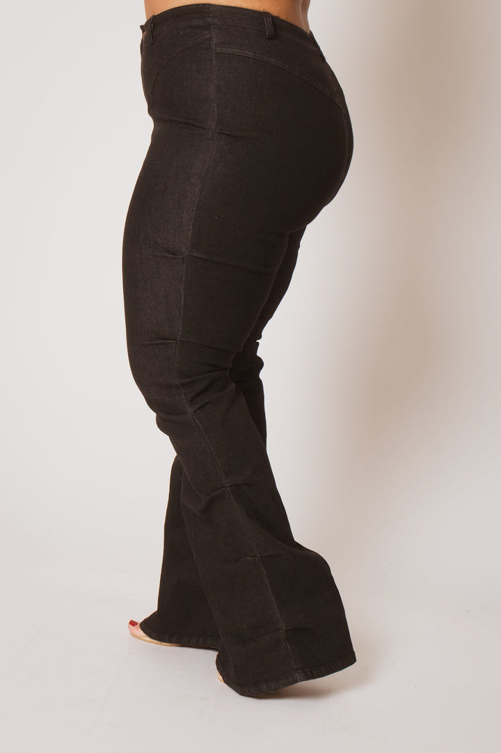 K TOO Pants Plus Size Contour Seam Jeans - Black