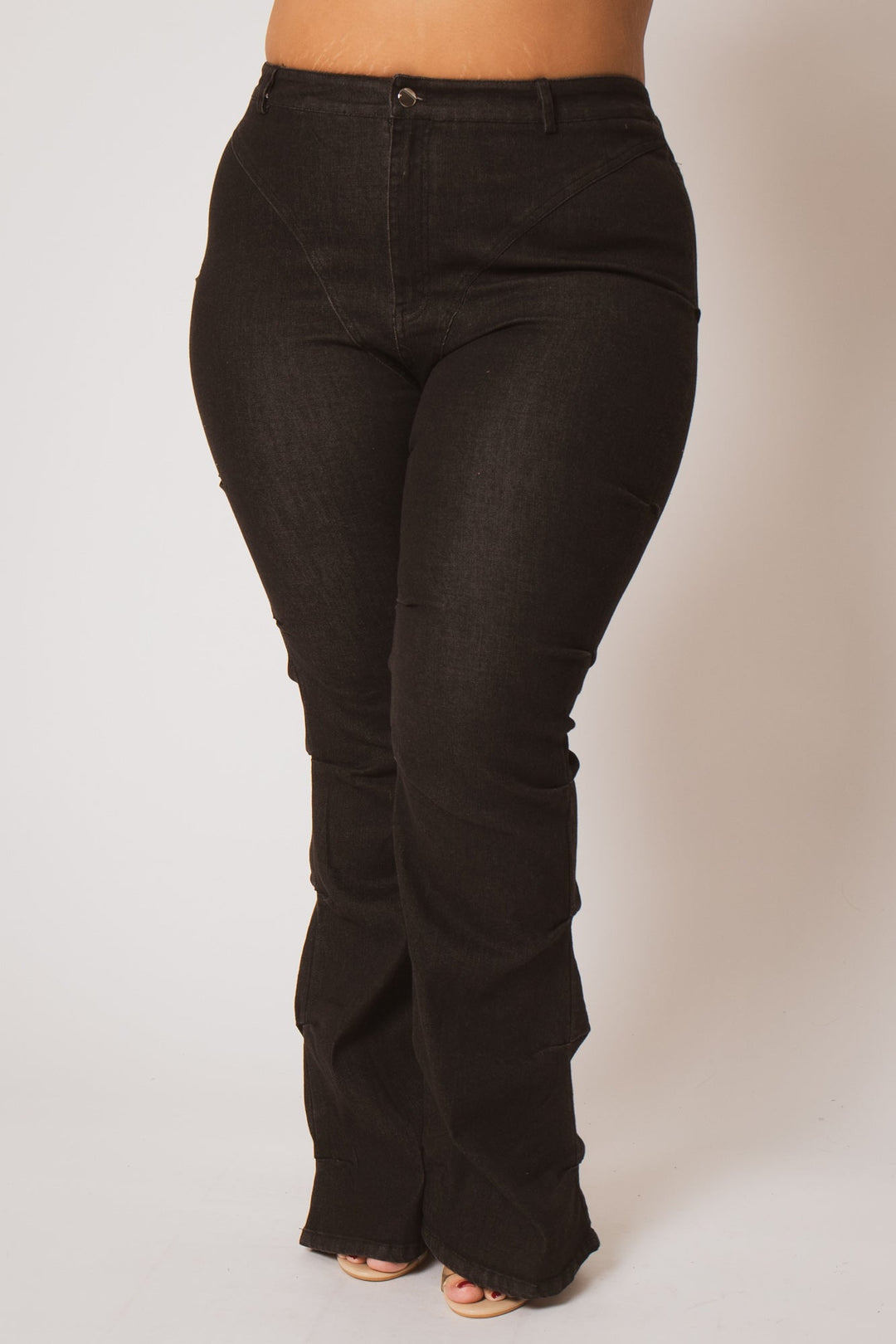 K TOO Pants Plus Size Contour Seam Jeans - Black